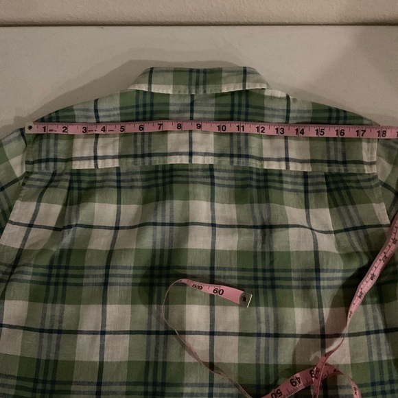 Weatherproof “Vintage” Shirt Short Sleeve Washable Linen Green Plaid Men’s Med - Picture 5 of 9